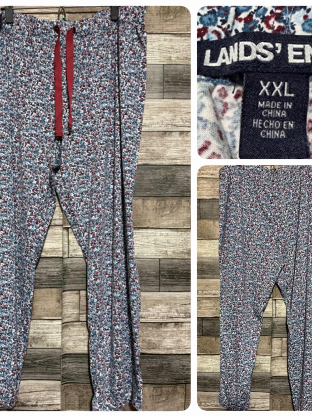 Lands End Floral Lounge Pajama Pants Women’s XXL Drawstring (Inseam 29)